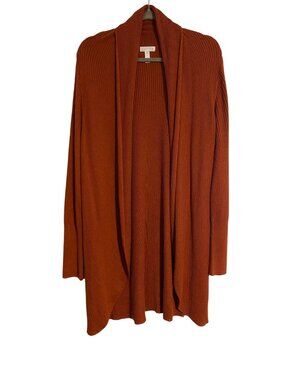 Leith Women’s XL Rust Orange Cardigan Long Line Sweater Long Sleeve Lagenlook